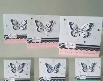 Handmade bridesmaid thank you cards