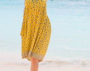 Holly Dress, Beach Dress, Sundress, Summer Dress, Womens Sundress, Yellow Polka Dot Dress, Spaghetti Strap Dress, 103-112