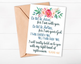 Isaiah 41:10 Scripture Card Bible Verse Card Fear Not For I