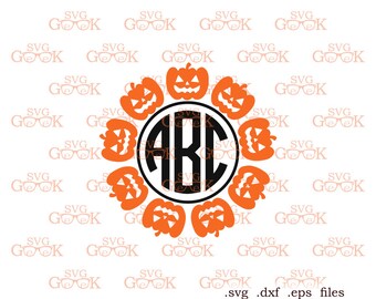 Pumpkin SVG cut files, Pumpkin Monogram svg, Halloween SVG cut files for use with Silhouette, Cricut and other Vinyl Cutters, svg files