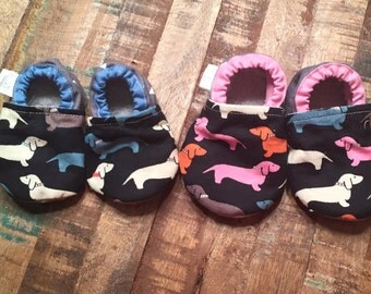 baby booties -wiener dog dachshund. Booties only