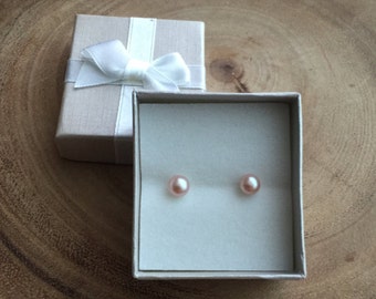 Pearl stud earrings, Natural pearl earrings, Freshwater pearl studs, Pink Pearl earrings, Christmas gift , Kids earrings, Christmass gift