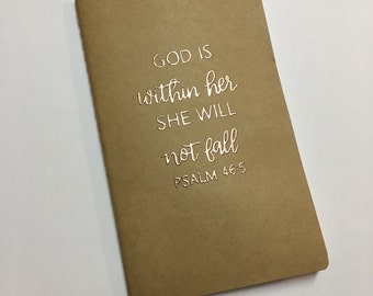 Prayer Journal | Personalized Journal | Scripture Journal | Kraft Journal | God Is Within Her She Will Not Fall | Psalm 46