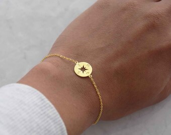 Gold compass bracelet, compass bracelet, dainty disc bracelet, layering bracelet, boho bracelet, edgy necklace, minimalist jewellery