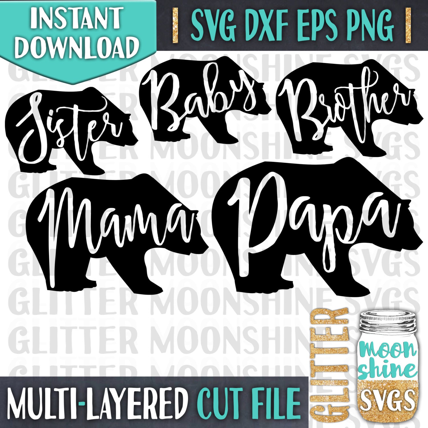 Download Bear Family bundle set svg dxf eps png by GlitterMoonshineSVG