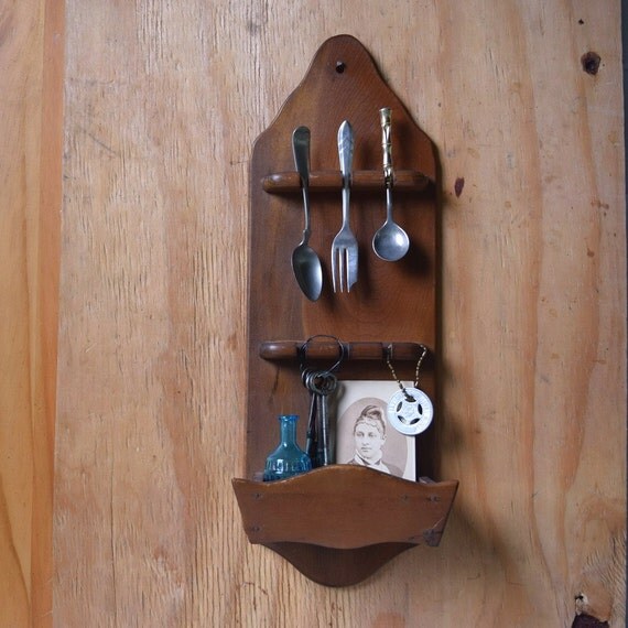 Wooden Spoon Holder Vintage Wooden Shelf
