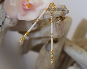 Long Skinny Earrings, Gold filled Thin Earrings, Long Line Earrings, Thin Seed Bead Earrings, Minimalist Jewelry, Thin Bead Earrings