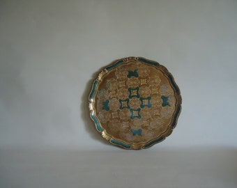 Vintage Italian Florentine Round Serving Tray