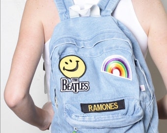 Tumblr Denim Backpack With Patches