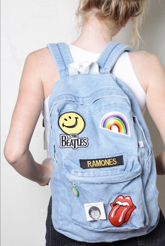 Tumblr Denim Backpack With Patches