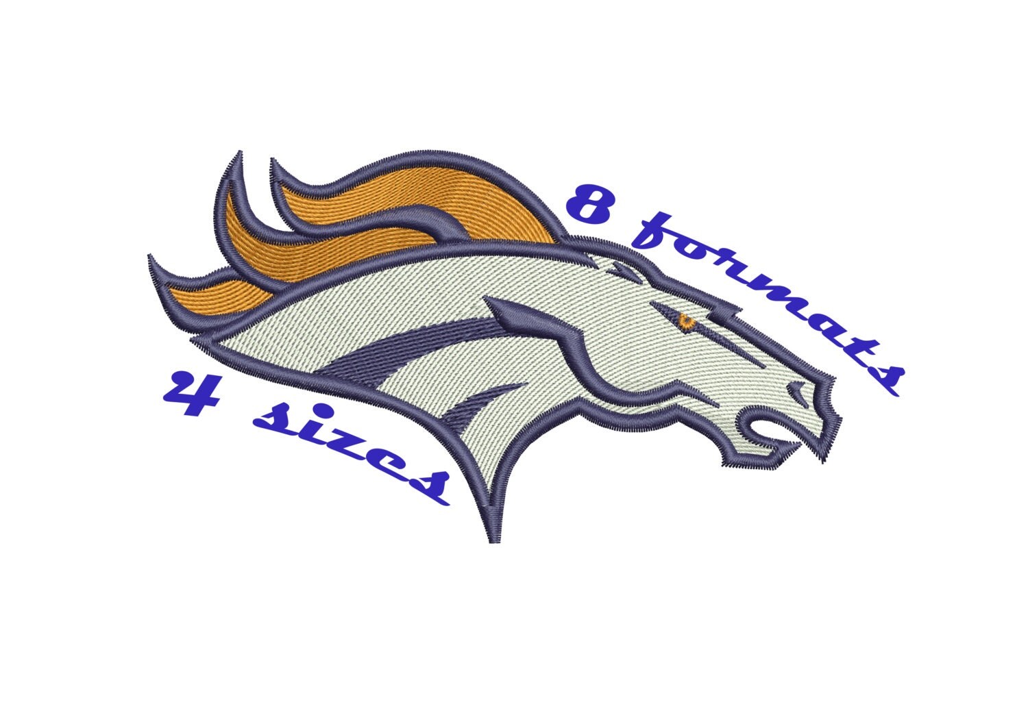 Denver Broncos Inspired Machine Embroidery Designs in 8