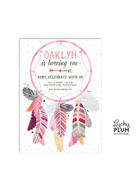 baby wording shower Dream Invitation Shower Baby Catcher Boho / Feather Arrow / Invite