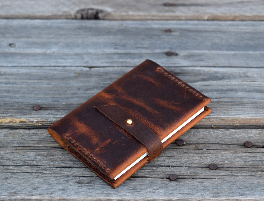 Small Pocket Notebook / Leather Journal / 4.5 X 3.25 lined