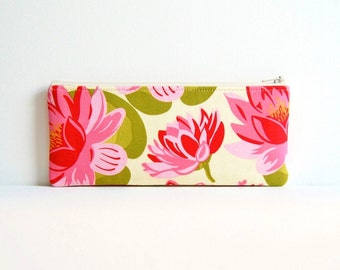 Zipper Pouch Organizer, Cosmetic Case, Makeup Bag, Women and Teens, Blush Water Lily, Sandi Henderson Ginger Blossom