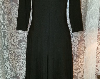 Items similar to Full Length Black Scoop Neck Dress in Bamboo/Organic ...