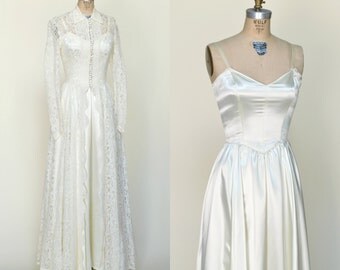 1950s Wedding Gown --- Vintage Wedding Dress with Lace Jacket