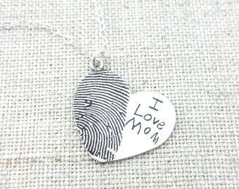 Fingerprint · Jewelry · Personalized Necklace · Gift · Memorial Necklace · ACTUAL Handwriting on Silver · Mom Jewelry