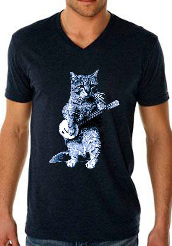 cat playing banjo t shirt