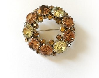 Vintage Weiss Autumn Rhinestones Brooch