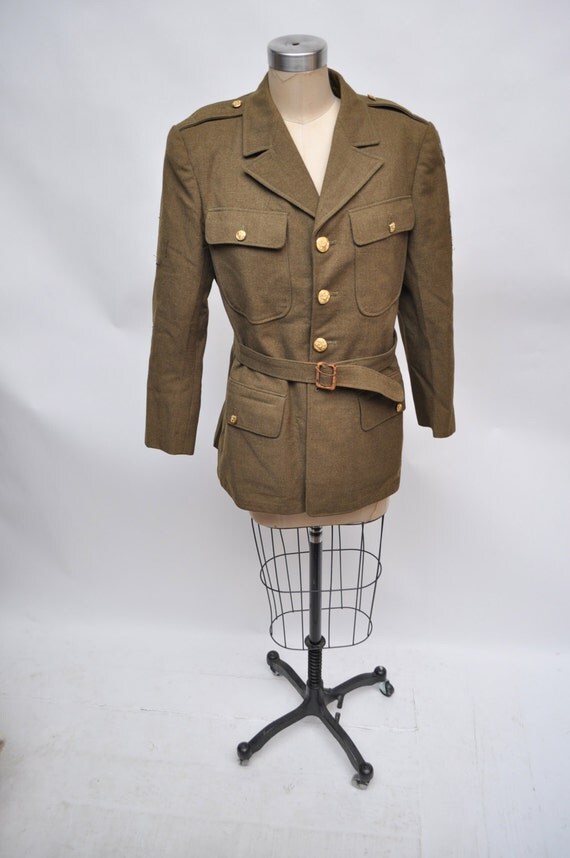 vintage wool coat WWII eisenhower jacket ike WW2 dated 1940