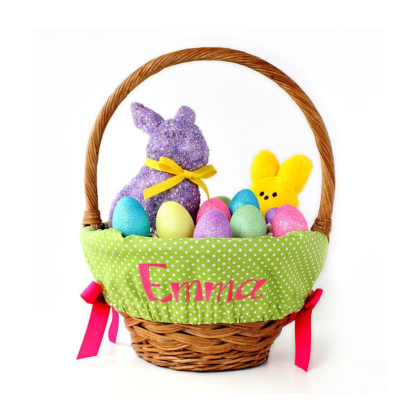 Personalized Easter Basket Liner Green Dots by OurLittleMesses