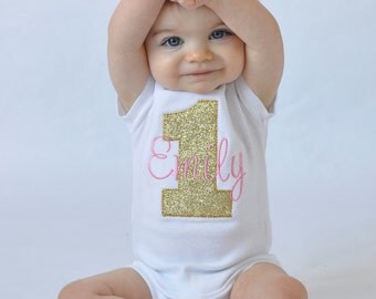 Girls First Birthday Outfits - First Birthday Outfits - First Birthday Shirt - Pink and Gold First Birthday