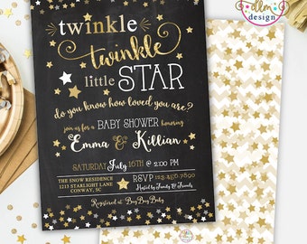 Twinkle Twinkle Little Star Baby Shower Invitation, Gender Neutral Invite, Twinkle Twinkle Shower Invite, Printable Invitation, Twinkles