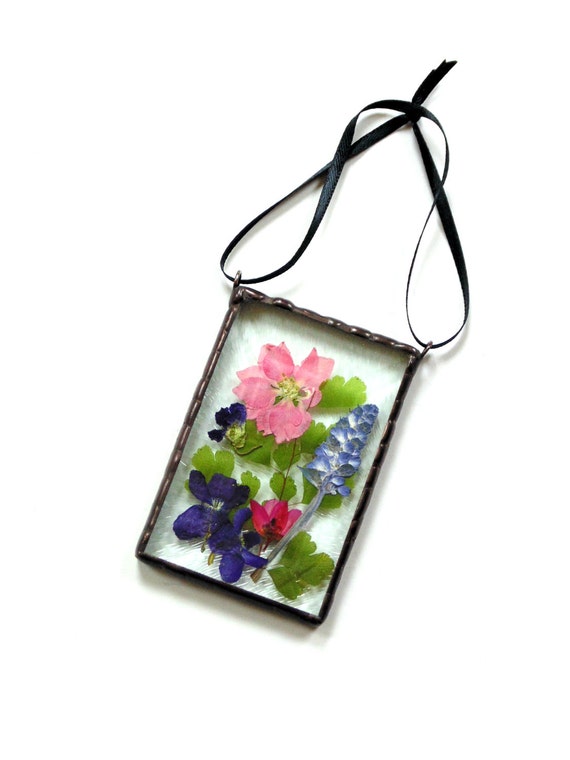 Pressed flower suncatcher stained glass suncatcher Spring