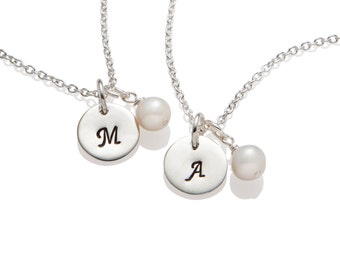 Personalized Flower Girl Necklace, Flower Girl Initial Pearl Necklaces, Flower Girl Jewelry, Wedding Jewelry