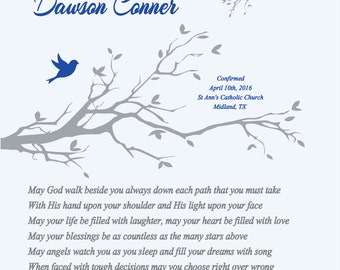 Confirmation Gift for Boy-Godson Grandson Son Nephew Brother Confirmation Gift-May God Walk Beside You Personalized Poetry Print