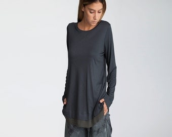 Tango 3/4 Sleeve Chiffon Hem Tunic