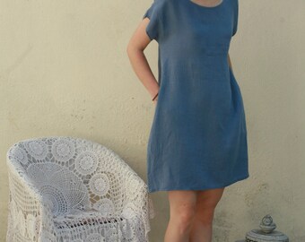 Simple linen dress in various colors, knee length dress, airy summer dress made after your measures