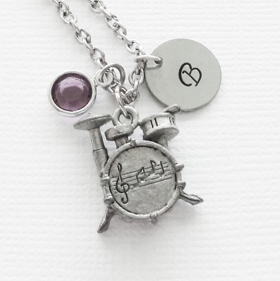 Items similar to Drum Set Necklace, Pewter Drums, Drummer, Music