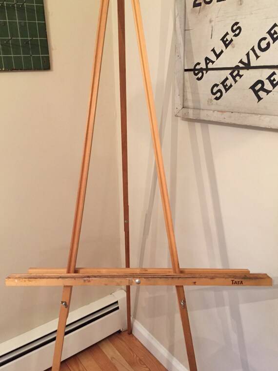 Vintage Upright Wooden Easel Full Size Artist's Easel by