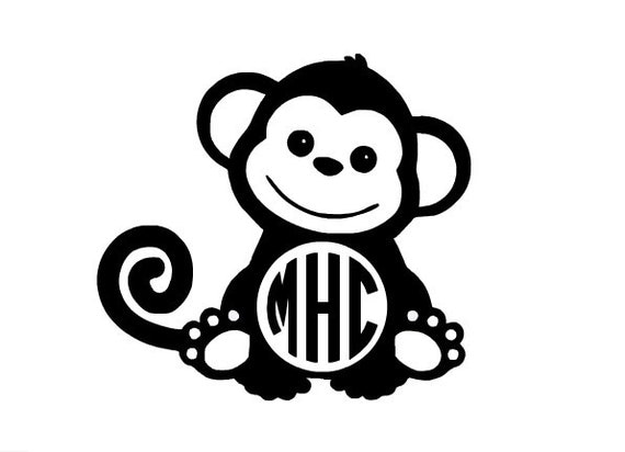Monkey Decal Monogram Decal Personalized Monkey Decal