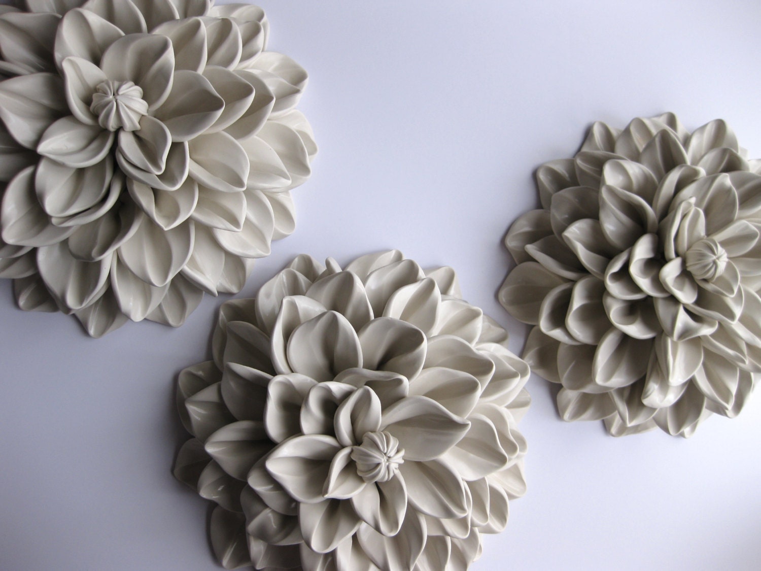 Set of Three Medium Wall Flower Sculptures by DillyPad on Etsy