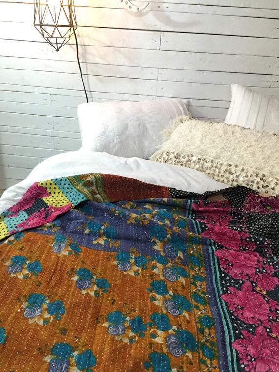 Kantha Throw Festival Blanket Kantha Quilt Gypsy by BohoCircus