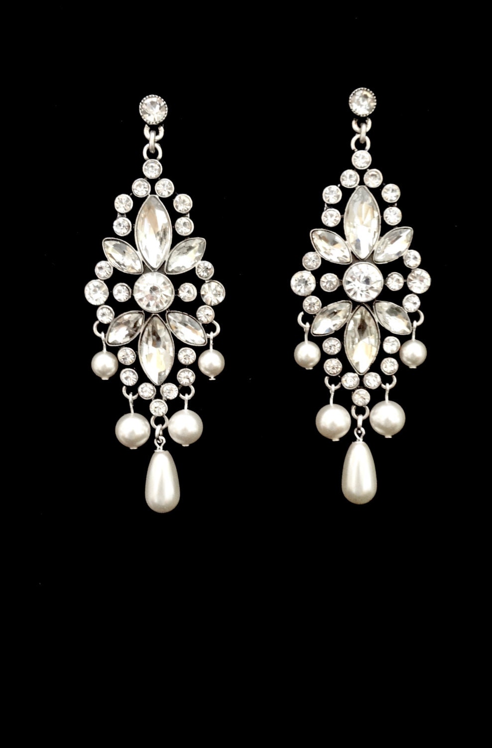 Pearl chandelier earrings Brides earrings Couture wedding