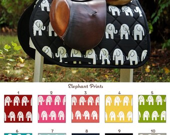 Custom Saddle Pad Elephants Many Colors - MADE TO ORDER