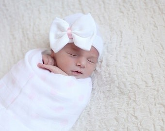 Baby girl hat baby girl clothes newborn girl hat newborn photo prop coming home outfit baby girl hat with bow infanteenie beanie