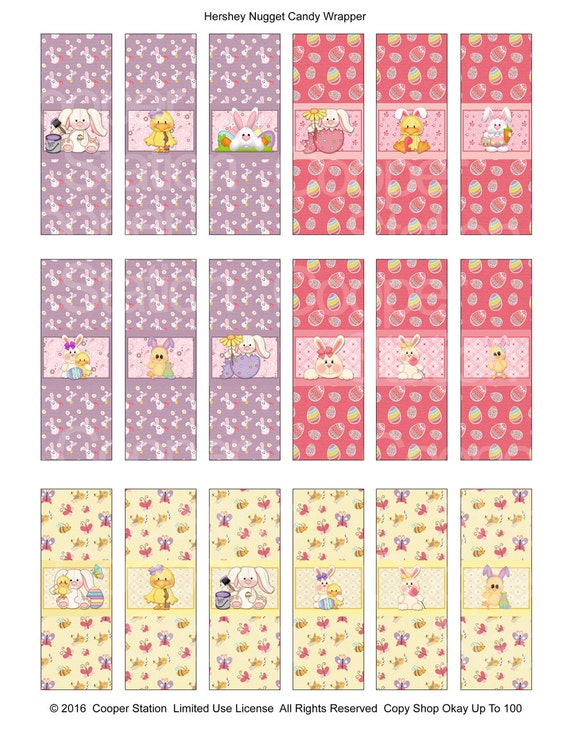 Digital Printable Hershey Nugget Easter Candy Wrappers