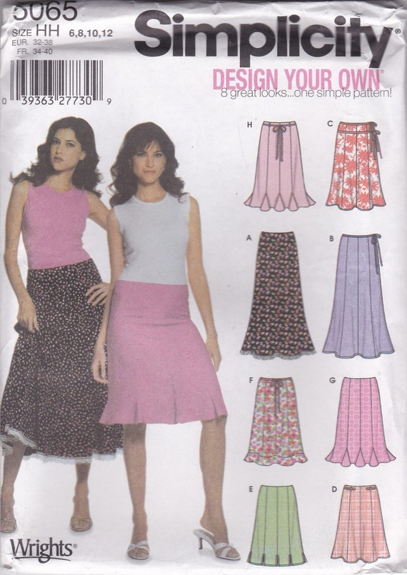 Modern Gored & Godet Skirt Pattern Simplicity 5065 Sizes 6 8
