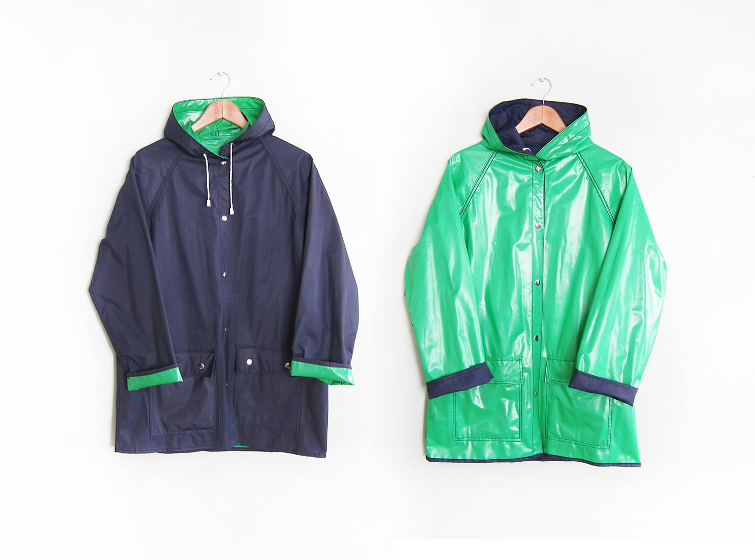vintage rain jacket / rain slicker / reversible / 1990s