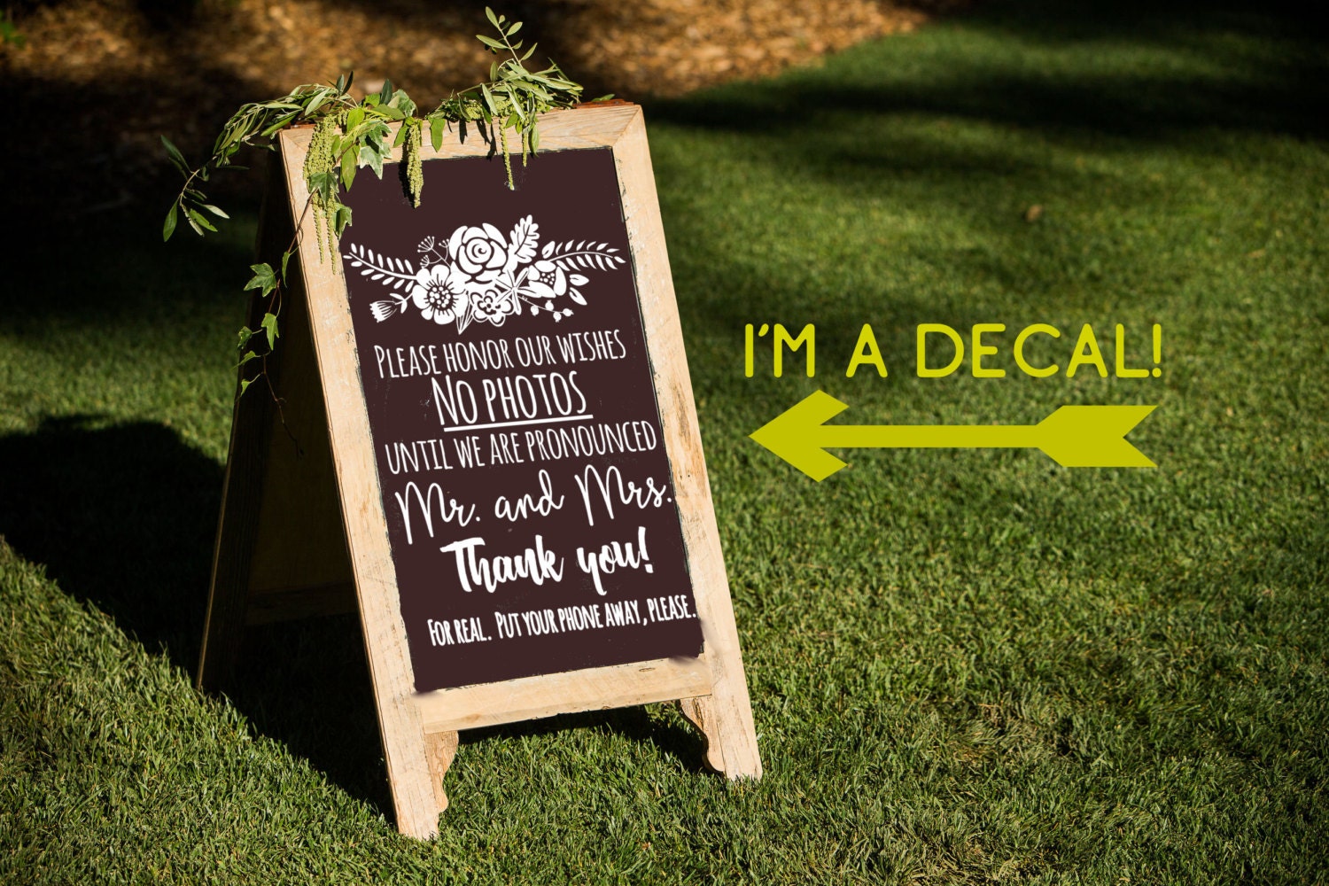 Unplugged Wedding Sign decal No Photos Sign DIY Wedding