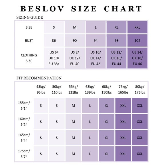 Items similar to BESLOV - SIZE CHART on Etsy