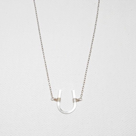 Horseshoe Necklace Silver Horseshoe Jewelry Horseshoe