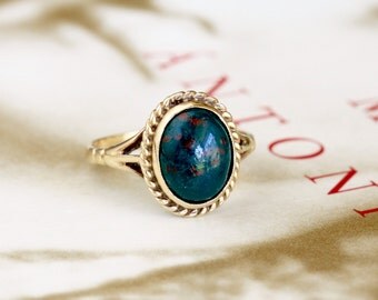 Edwardian 1.4ct Bloodstone Engagement Ring, Antique Engagement Ring, Victorian Bloodstone Gold Ring, Antique Heliotrope Ring, Vintage Ring