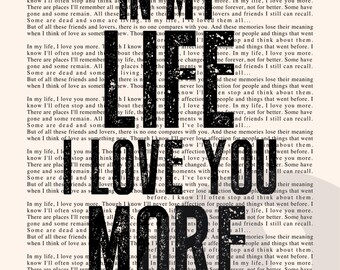 In My Life Lyrics Quote by The Beatles Typography Printable
