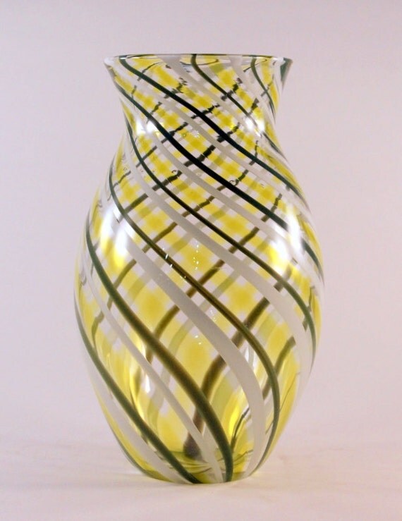 Hand BlownTwisted CaneGlass Vase by RMasicaGlassArt on Etsy