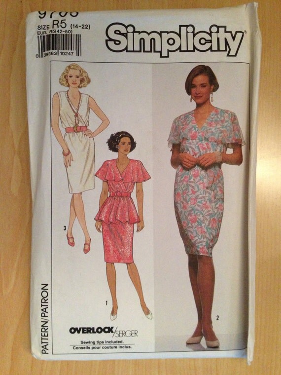Vintage 90s Simplicity 9705 Sewing Pattern Misses Dress and Sash Size 14-22